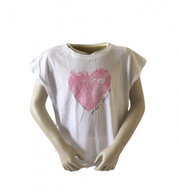 T shirt wit roze hart